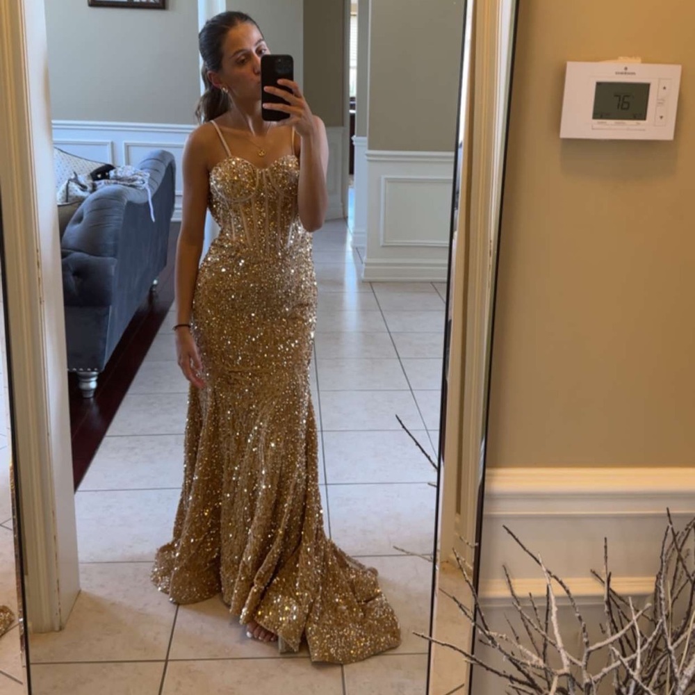 Corset gold dress with straps